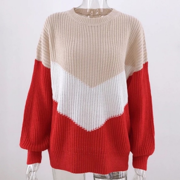 Colorblock Chevron Stripe Sweater M - Picture 7 of 7